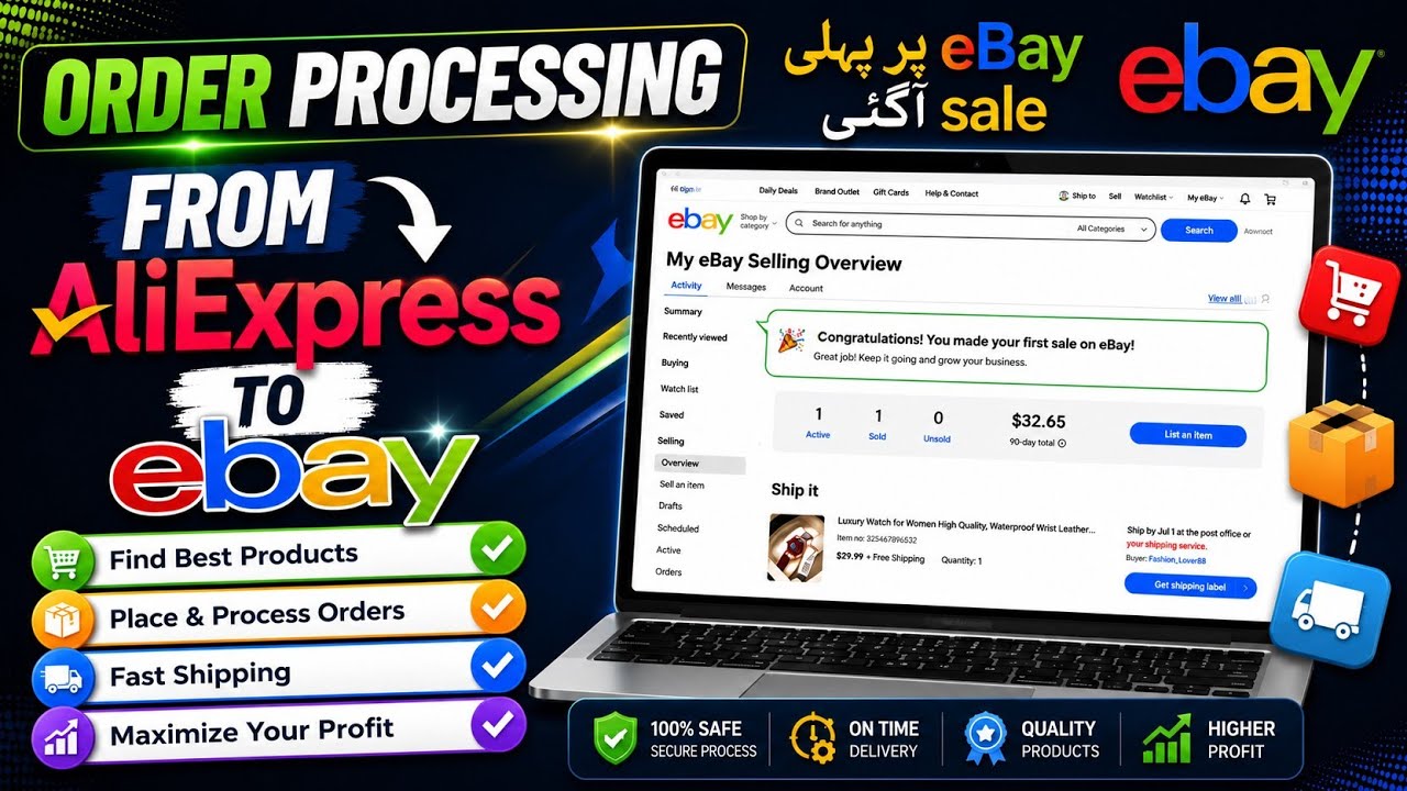 How To Fulfill Orders On ebay||ebay Dropshipping Order Processing 2025