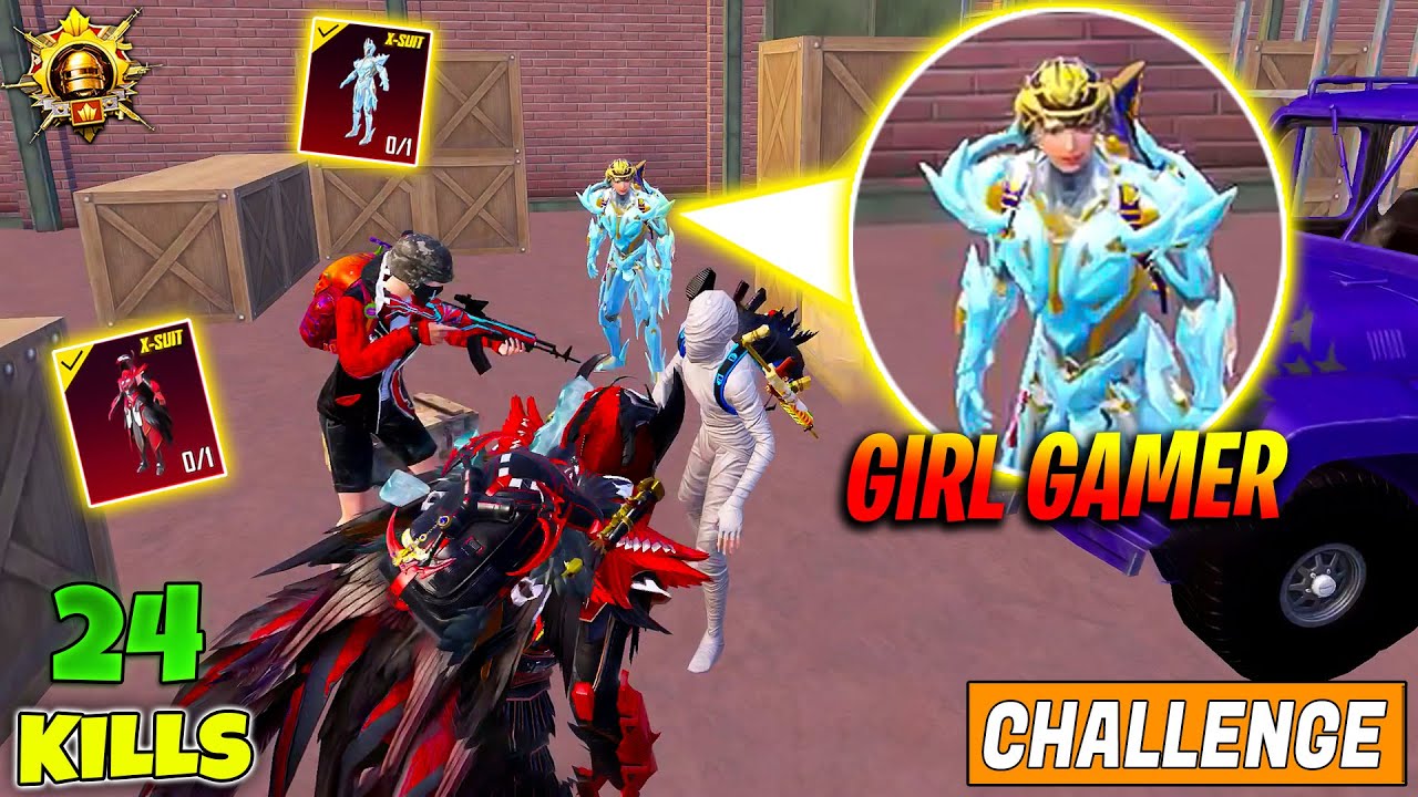 😱 OMG !! GIRL GAMER WITH MAX GLACIER X-SUIT & MUMMY SET CHALLENGE ME & BLOODRAVEN X-SUIT IN BGMI