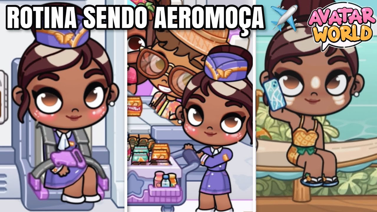 ROTINA DE UM DIA SENDO AEROMOÇA NO AVATAR WORLD 👩🏽‍✈️✈️ (Nova Família)