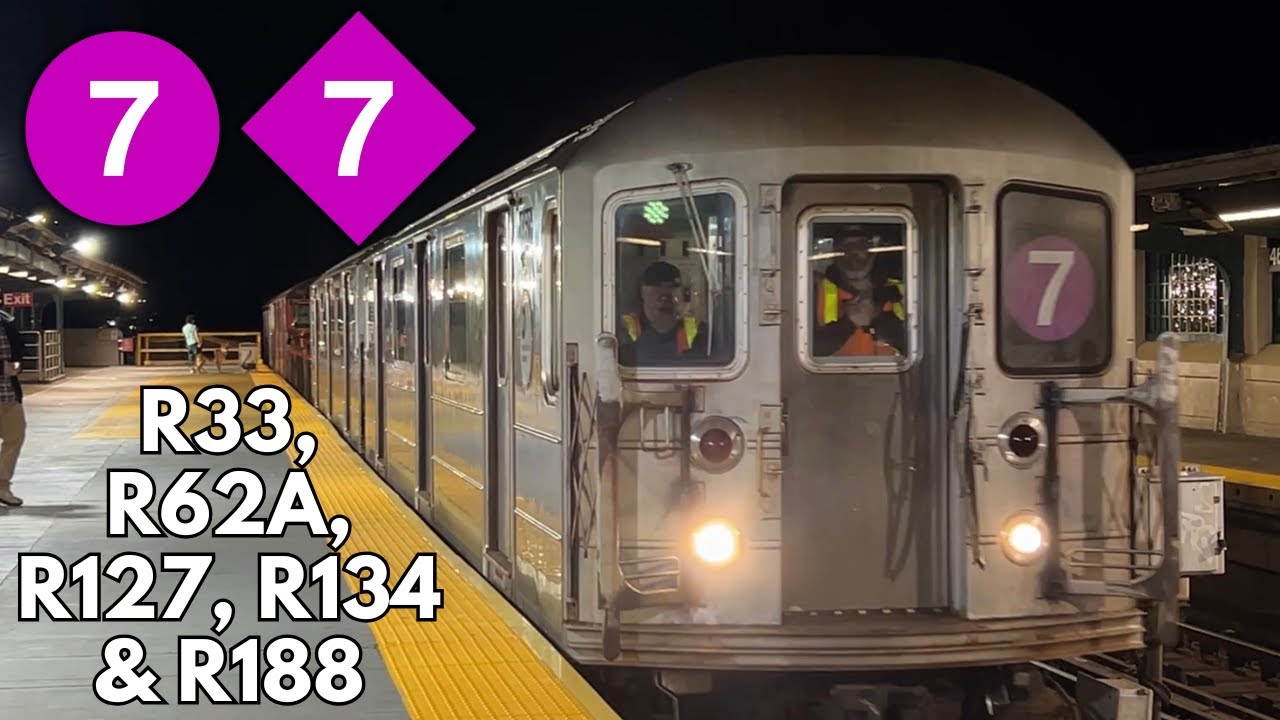 IRT Flushing: R188 (7) Local & Express trains + R33/R62A Refuse train & R127/R134 @ 46th Street