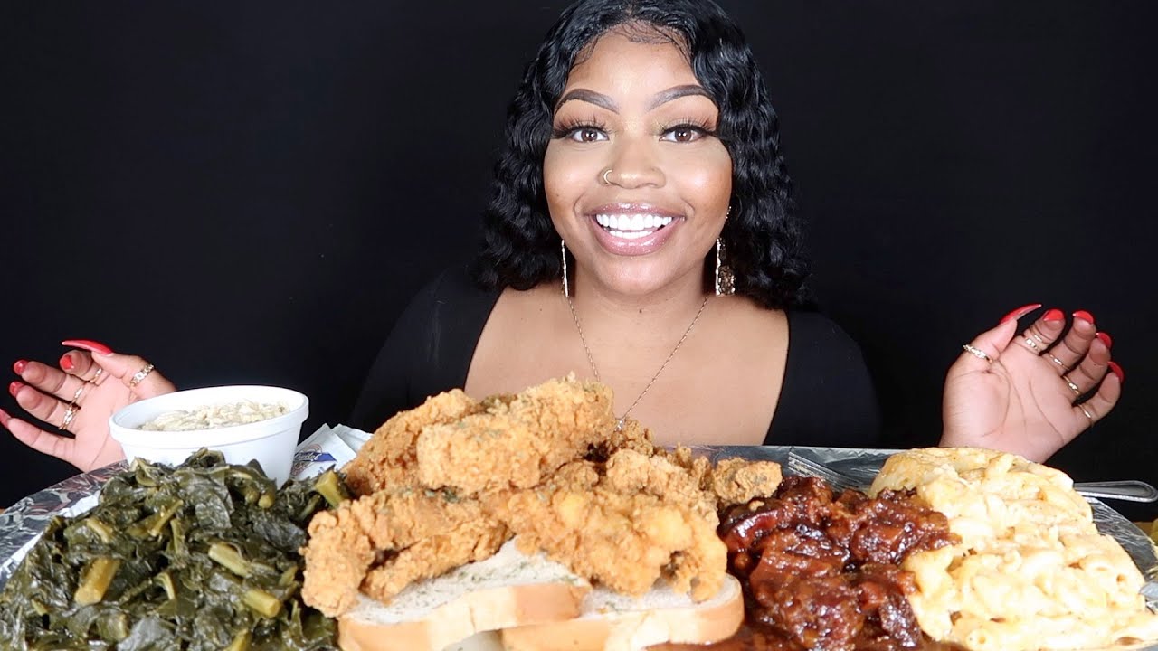 SOUL FOOD MUKBANG!!! FRIED FISH, MAC & CHEESE, CANDY YAMS, COLLARD GREENS AND MORE!!