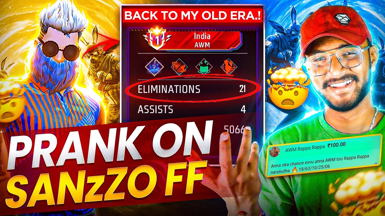 PLAYING WITH MY OLD BUNDLE 💀 PRANK ON SANZZO FF 🔥 GUILD TEST 1 VS 4 😈 FREE FIRE TELUGU
