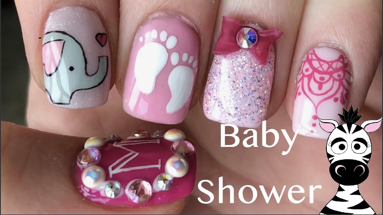 Baby Shower with 3D Bow Gel and Acrylic Nail Art Tutorial | ANNOUNCEMENT