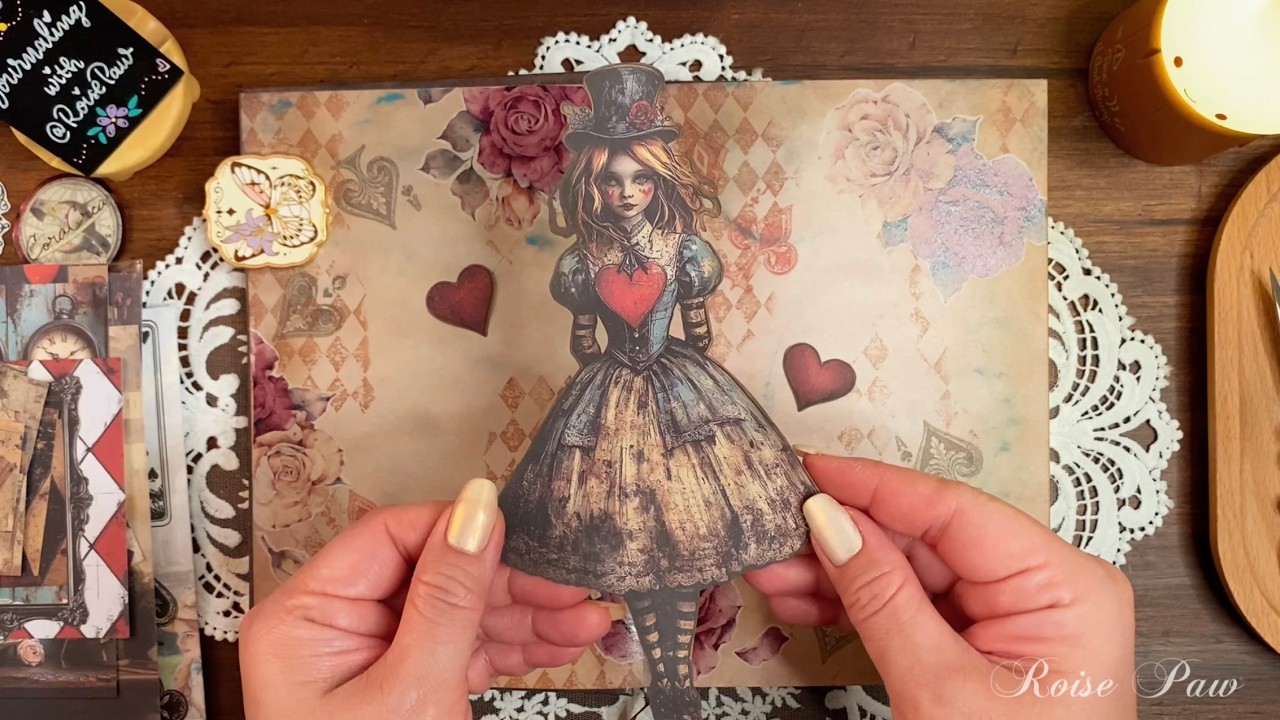 ASMR | Alice in Wonderland ❤️ ft. CoraCreaCrafts | Relaxing Unboxing & Scrapbooking