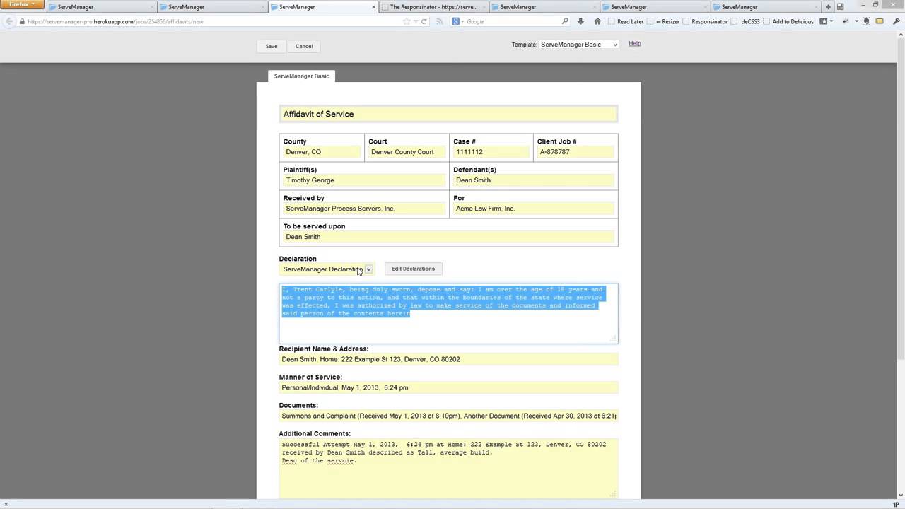 ServeManager Affidavits