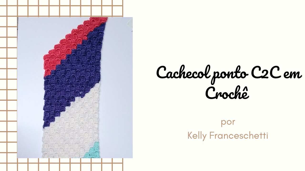 Cachecol C2C / corner to corner / de canto a canto em Crochê