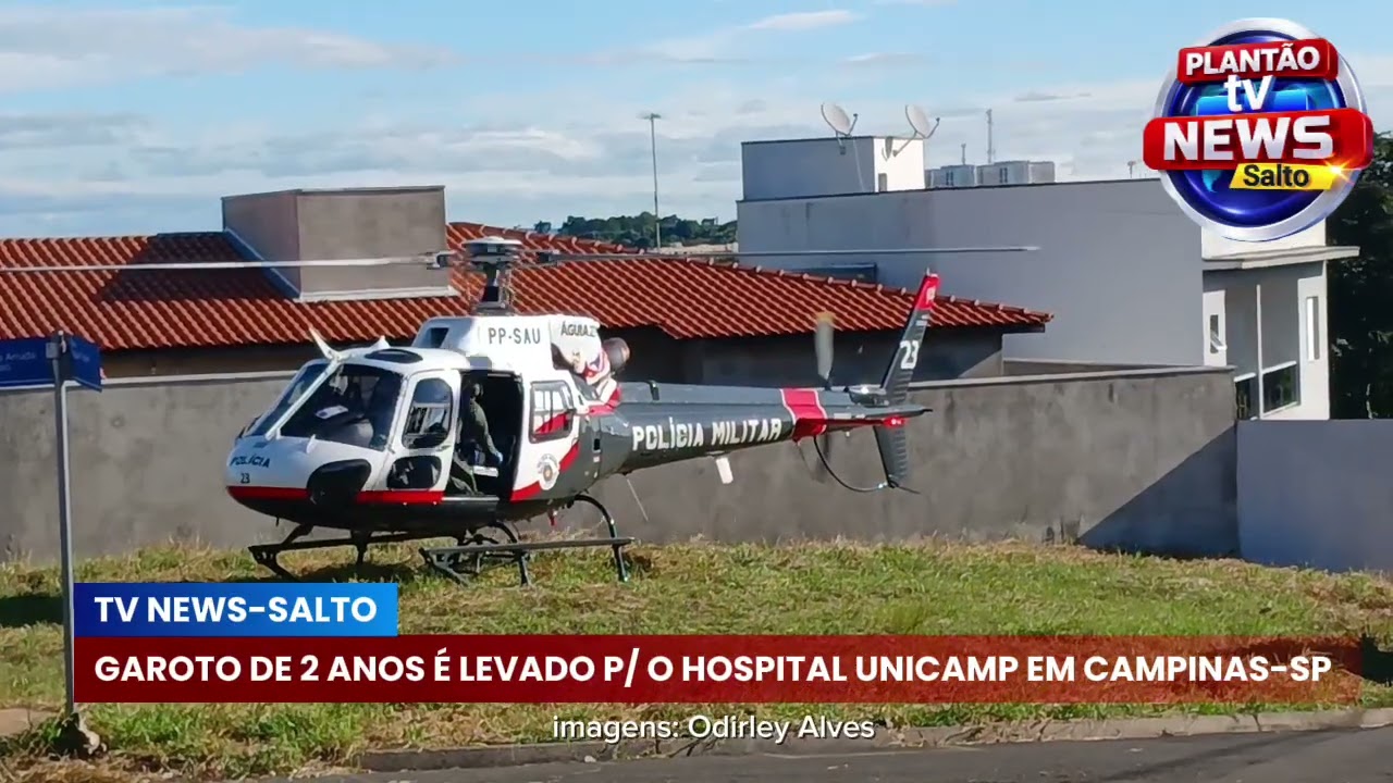 Momento em Que o Elicoptero Decola ja com o Garoto imobilizado para o Hospita da Unicamp em Campinas