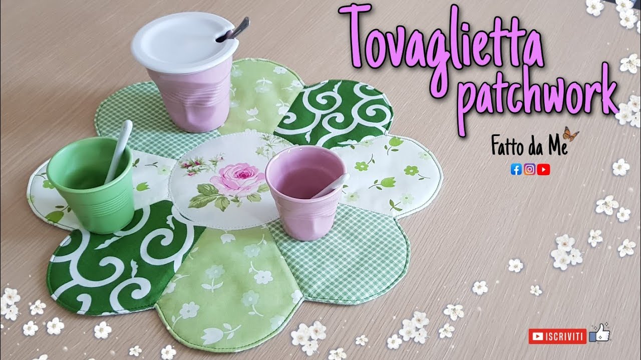 Cucire Tovaglietta americana a fiore patchwork | cartamodello gratuito | Fatto da Me #fattodame 27