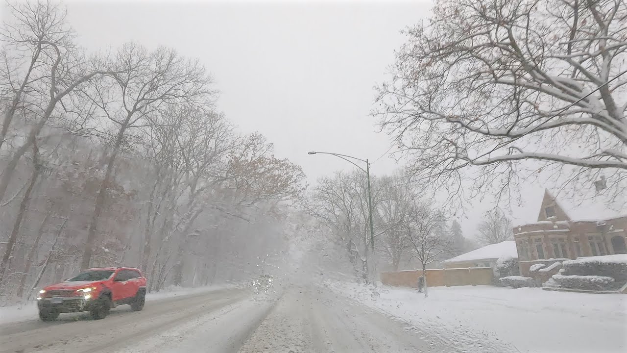 4K Heavy Snow Drive in Chicago Suburbs - Snowstorm November 2025