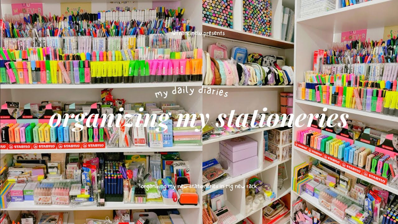 organizing my stationeries in my new rack🌷+ stationery collection tour