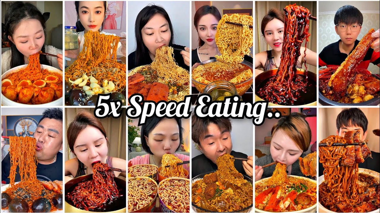5x Speed Noodles Challenge....🤤 🧿 🍲🥢eating #food #mukbang #asmr #noodles