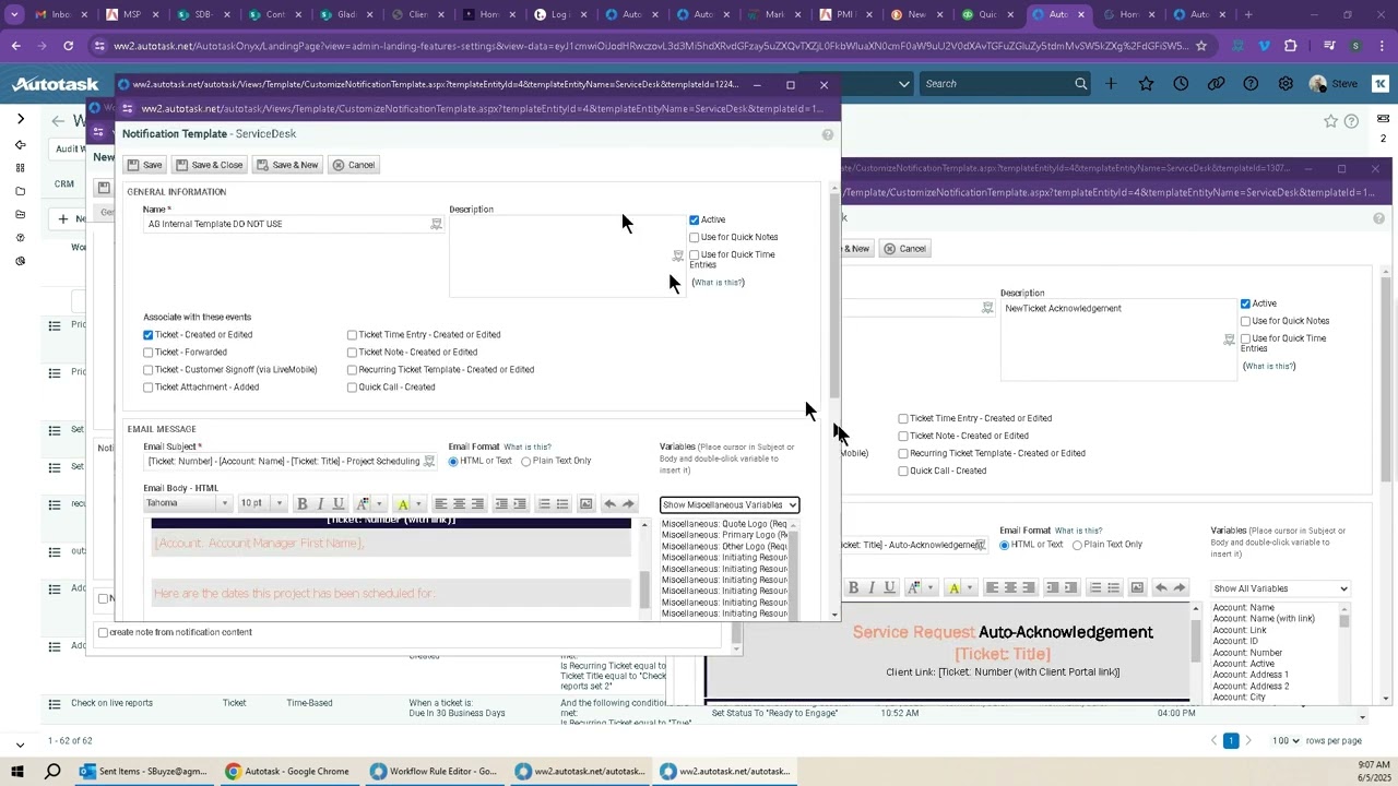 Internal Notifications in Autotask