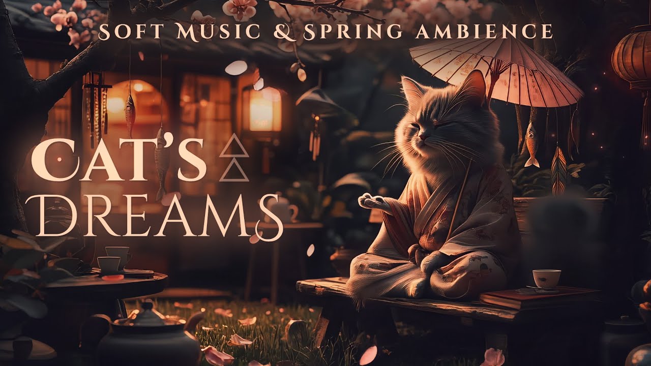🌸 Cat's Dreams Beneath Cherry Blossoms &bull; Fantasy Forest Spring Ambience & Tranquil Soft Music