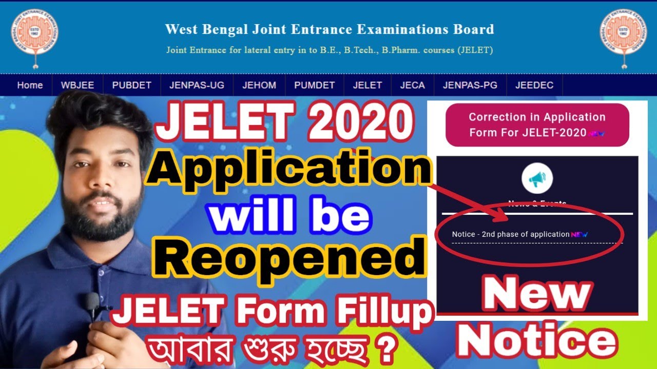 JELET 2020 Application will be Reopened (New Notice) || 2nd Phase of Registration For Jelet-2020