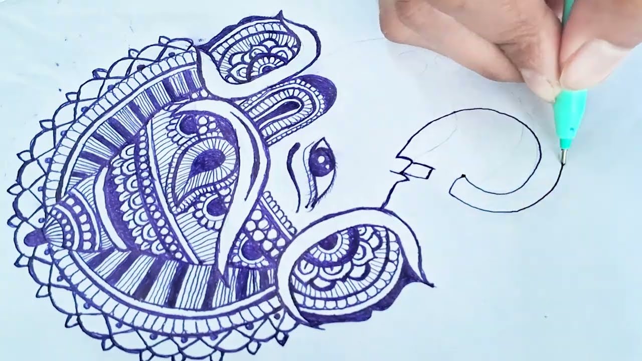 How to Draw Lord Ganpati in Mandala Style: Step-by-Step #tutorial #mandala #ganpatidrawing