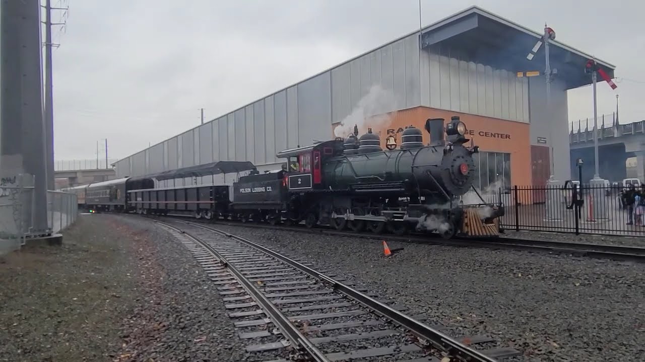 Oregon Rail Heritage Center's Holiday Train Steam Locomotive Arriving at Station Polson Logging Co 2