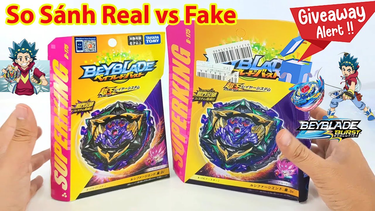 So Sánh Con Quay Beyblade Real Và Fake The End Lucifer
