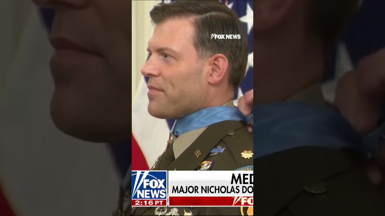 WATCH: President Trump appears to have trouble with one Medal of Honor ribbon #shorts