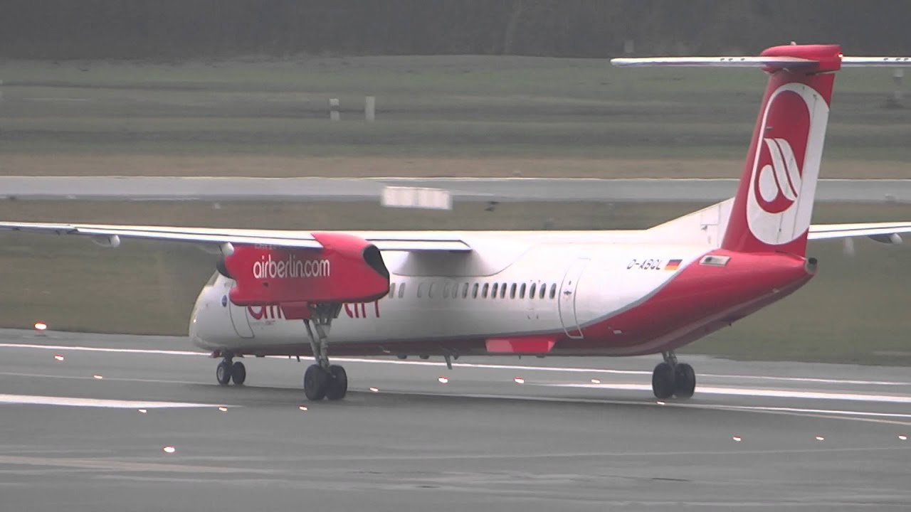 D-ABQL Airberlin Bombardier Q400 takeoff at Hamburg airport