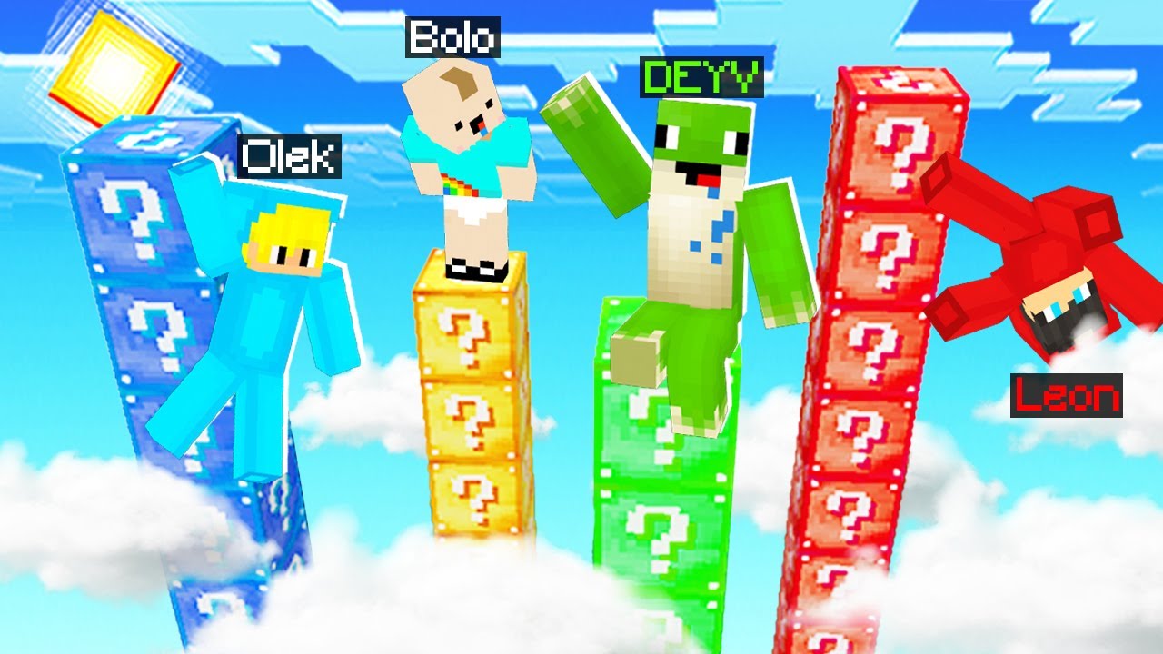 LUCKYBLOCK DEYV vs OLEK vs LEON vs BOLO w Minecraft!