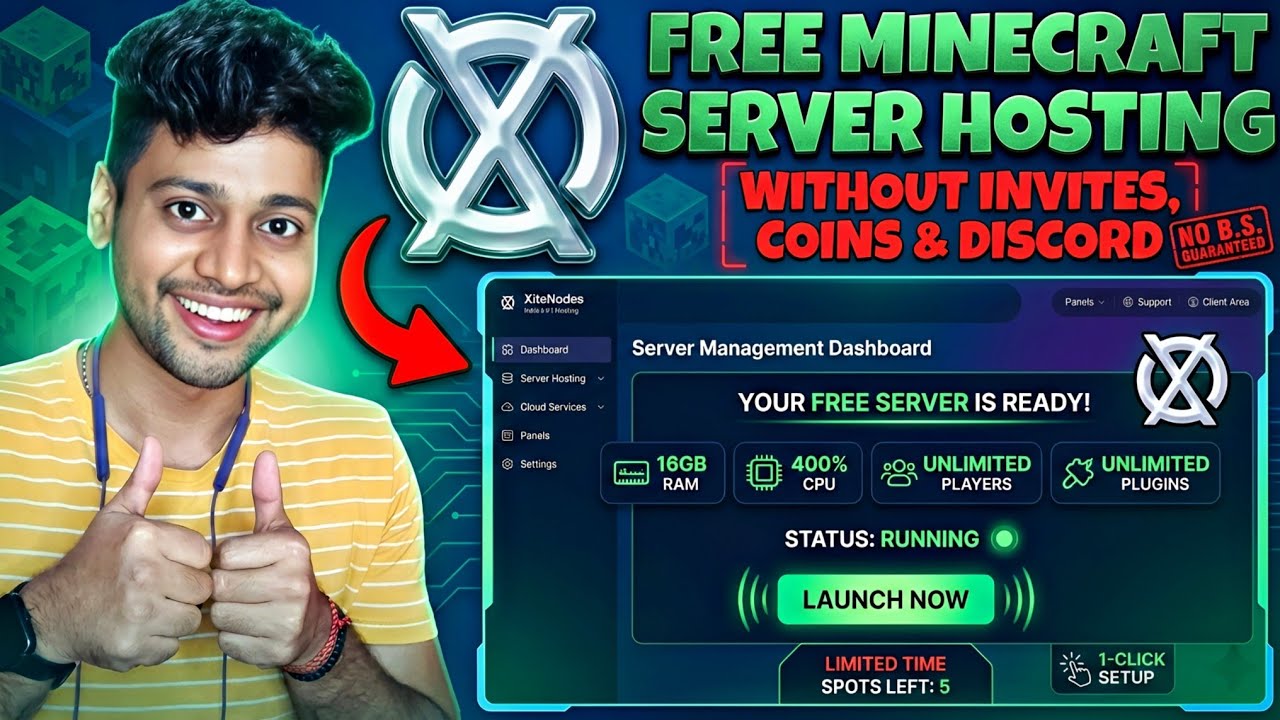 Best Free Minecraft Server Hosting 2026 | 16GB RAM + 400% CPU FREE | No Invites, Coins & DC Needed