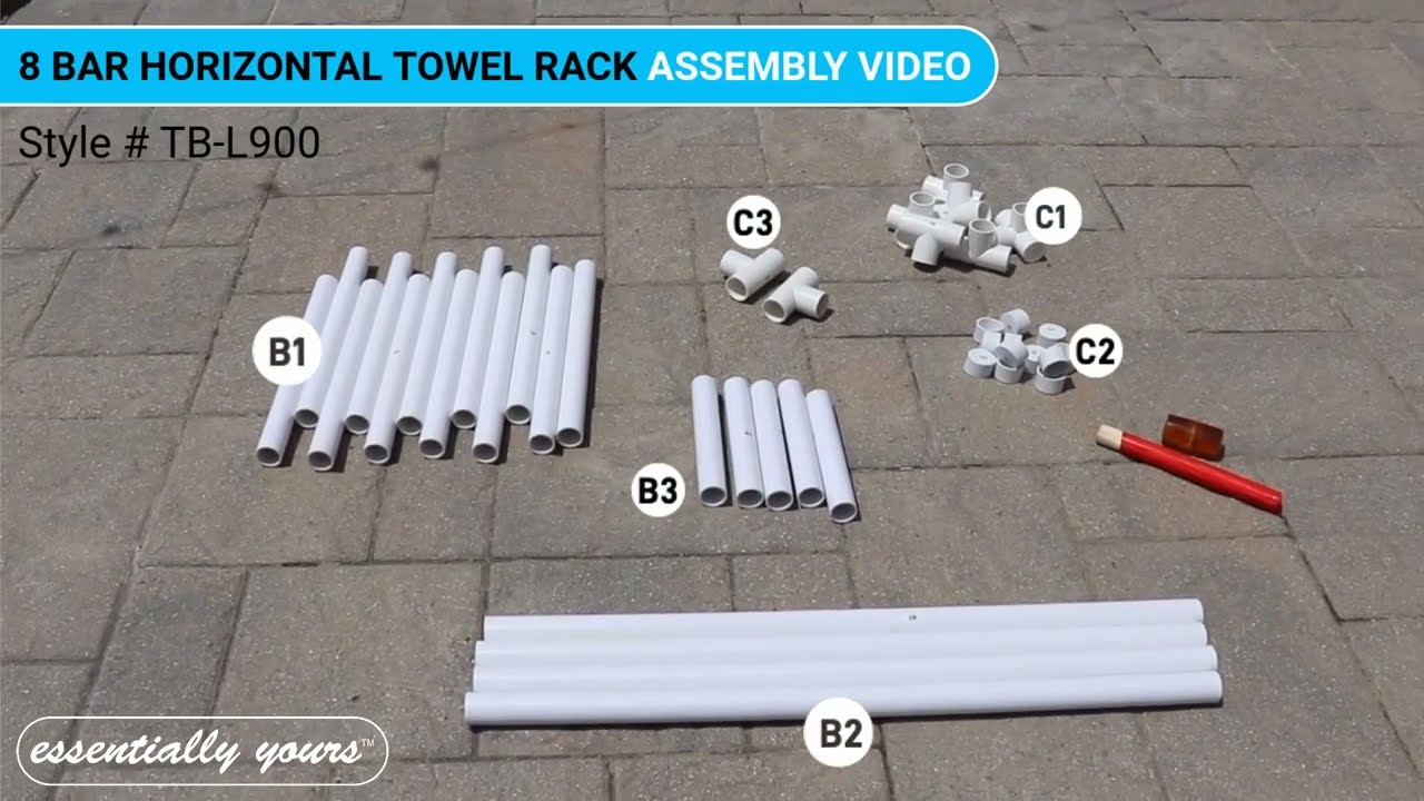 Style# 844164: 8 Bar Horizontal Towel Rack - Poolside Storage Organizer (Tutorial)