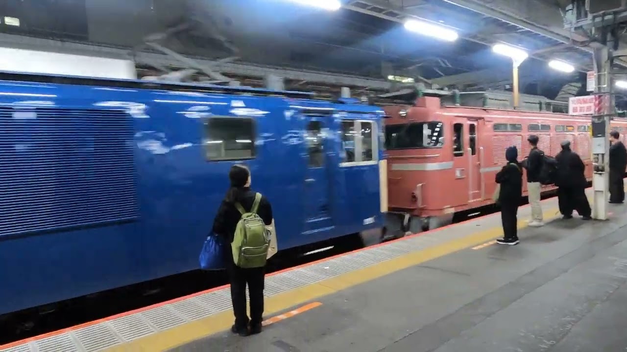 【フリー動画】撮り鉄の罵声が響き渡る大宮駅を通過する重連運転ラストランのカシオペア紀行秋田行き（EF64-1030＋EF81-81牽引・E26系）