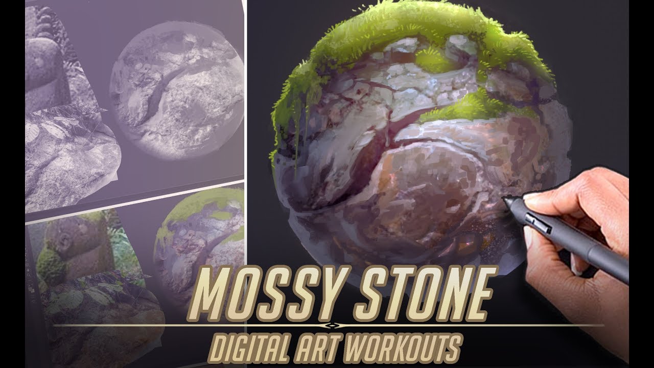 Mossy Stone Material Study - Digital Art Workouts #3 (Photoshop)