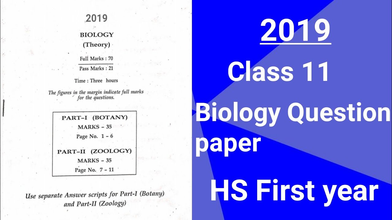 Class 11 Biology Question Paper 2019] [Biology Question Paper 2019 Class 11]