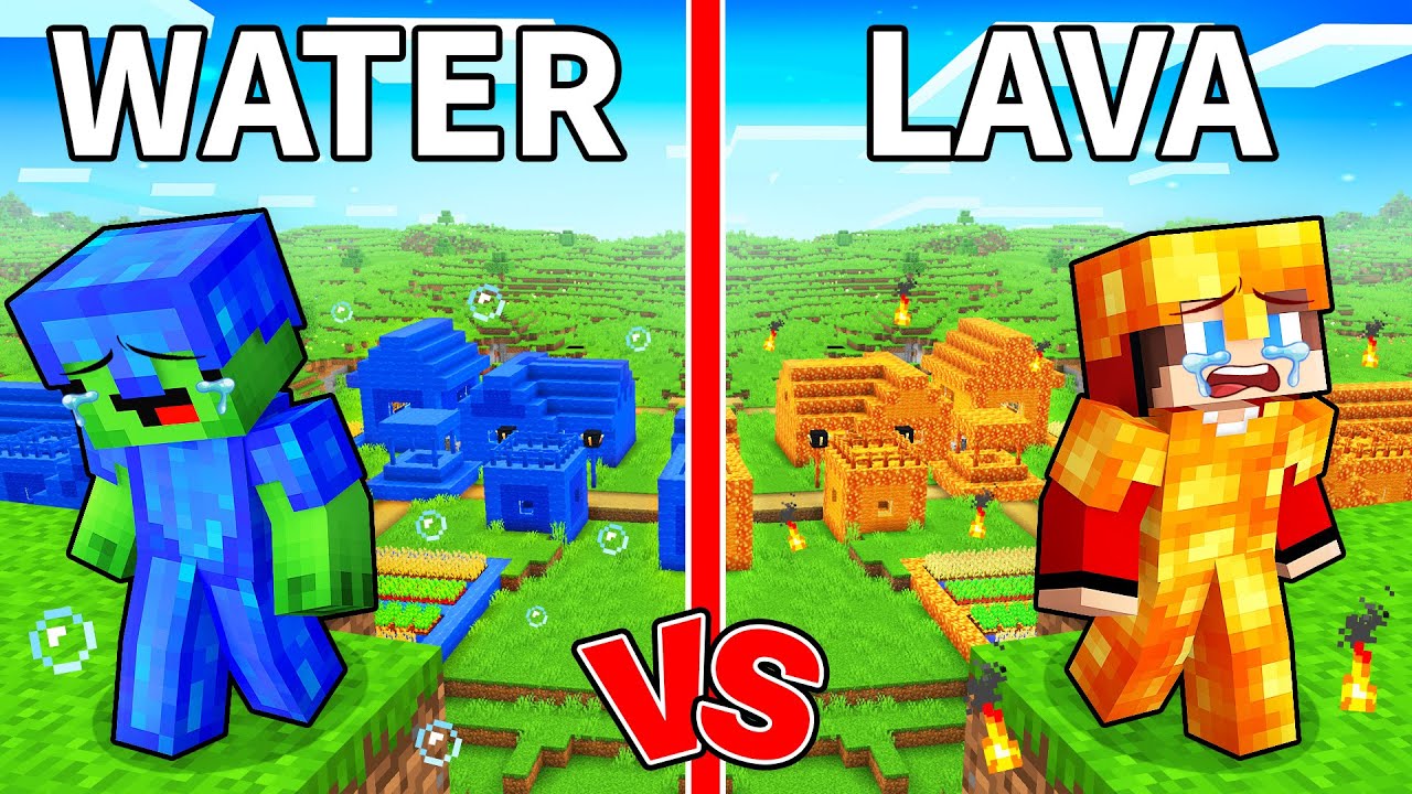 Mikey and JJ Left WATER vs LAVA Village in Minecraft (Maizen)