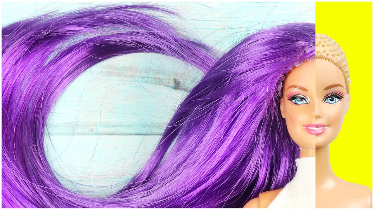 DIY BARBIE SAÇ ve KIYAFET YAPIMI - Mor Uzun Saç ve Muhteşem Mini Elbise - Kendin Yap Ayakkabı
