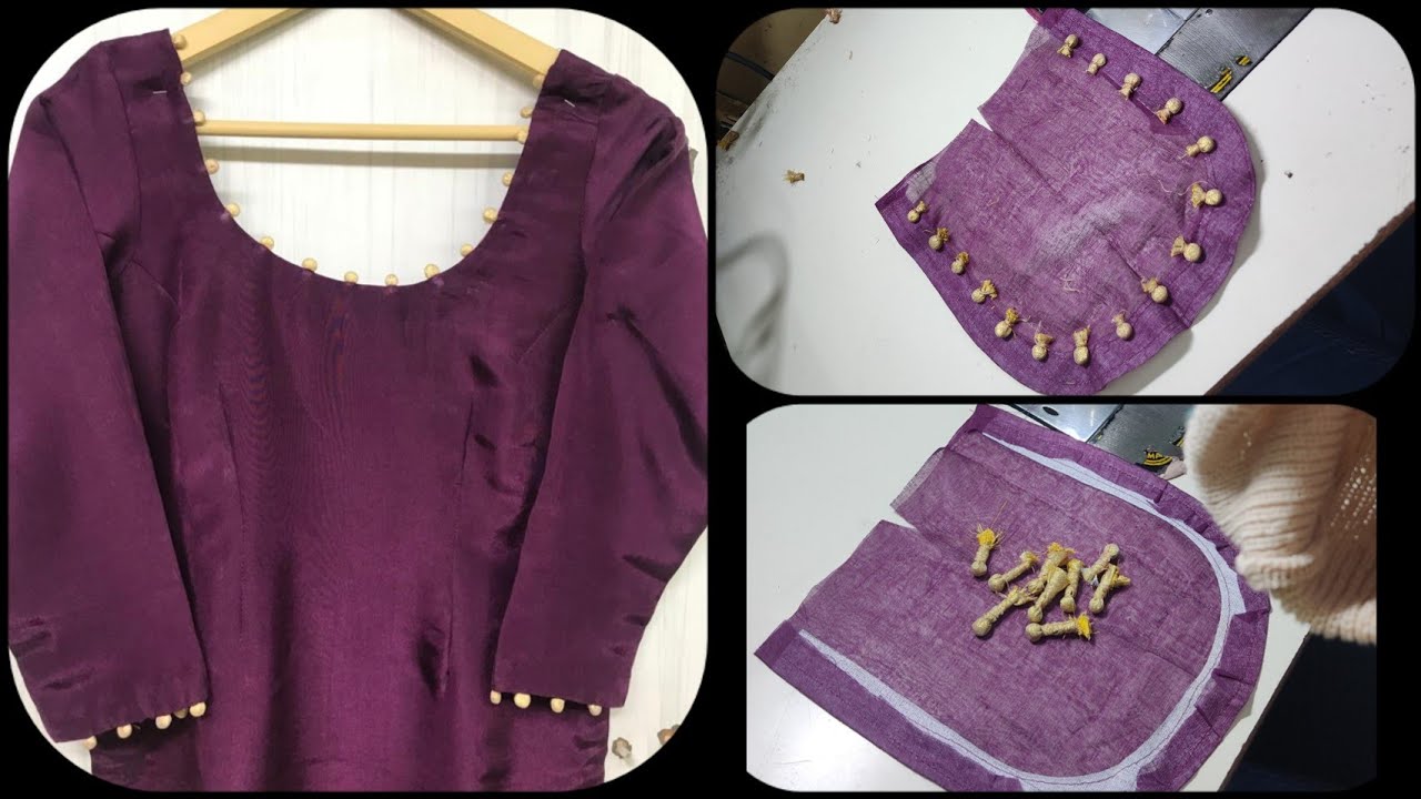 how to attach invisible potli button on neck or sleeves// my simran style