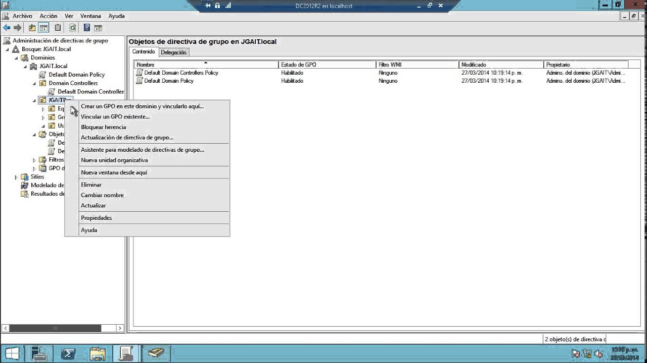 Windows Server 2012 R2 - Crear políticas de grupo (GPO)