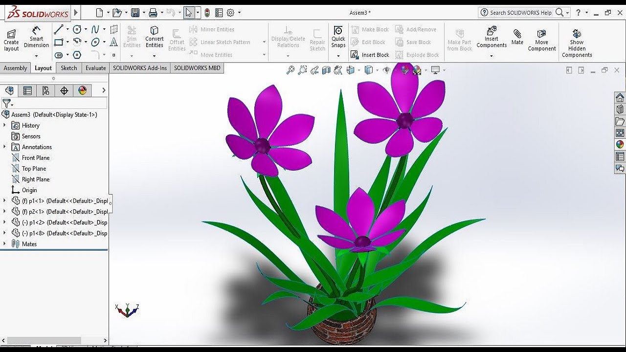 How to Make Flower Plant in Solidworks