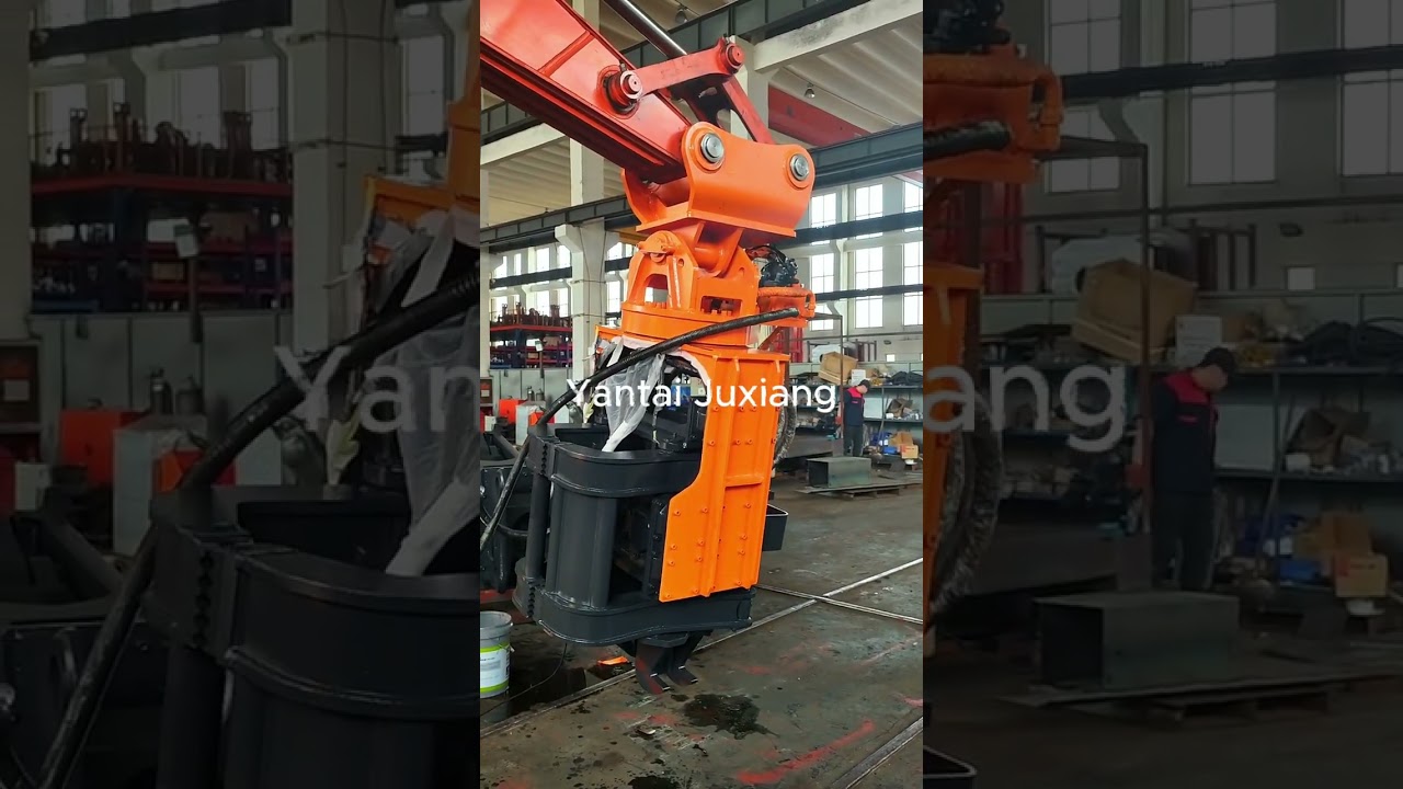Juxiang side grip vibro hammer sheet pile testing in work shop