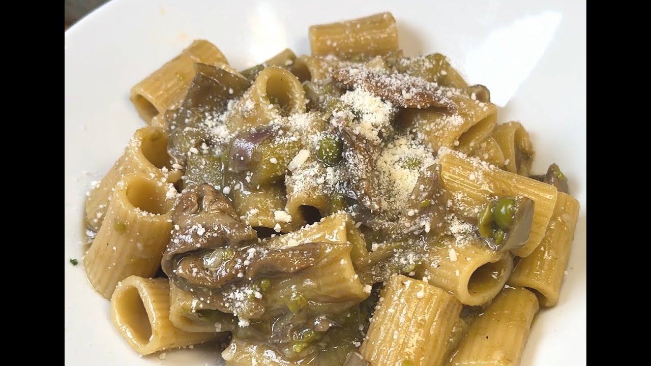 Pasta con carciofi, funghi e piselli (Cookeo e non)