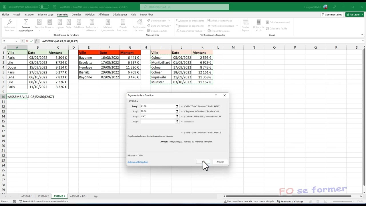 Excel : Fonction assemb.v() et assemb.h()