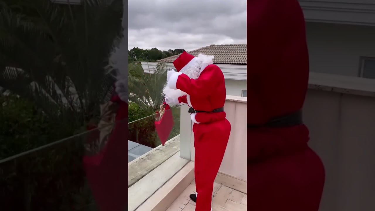 Luan Santana se vesti de papai noel e faz surpresa para sua afilhada sophie