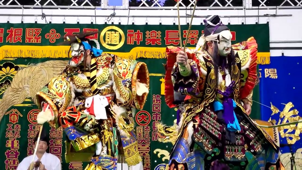 🐎#中半#通し #石見神楽 #塵輪🏇 💃👘🎶  #能舞#塵輪（#じんりん）#石見神楽 #長澤#神楽#社中（#ながさわ#かぐらしゃちゅう）#島根県#浜田市#伝統芸能 #2025#富岡八幡宮#例大祭