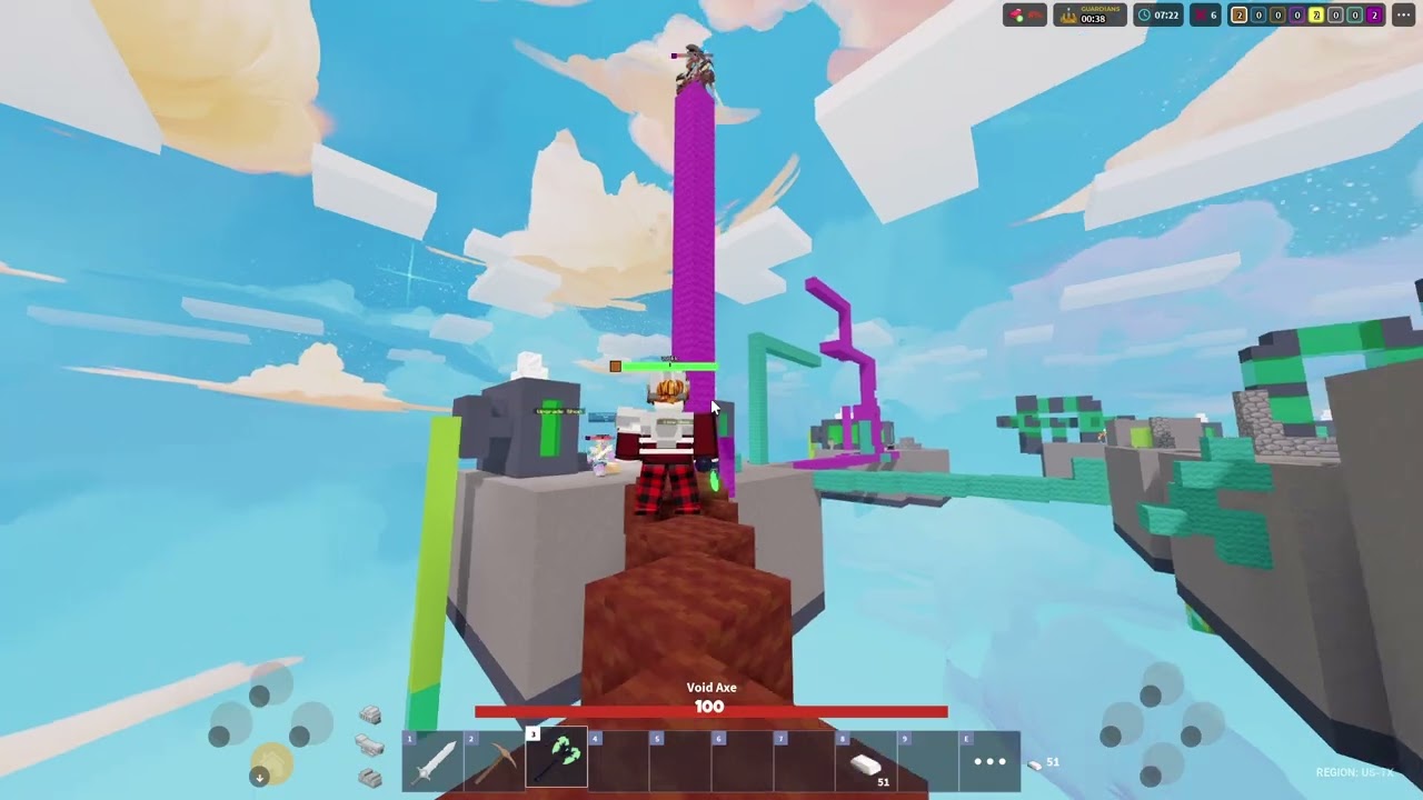 Fighting a exploiter on bedwars I guess