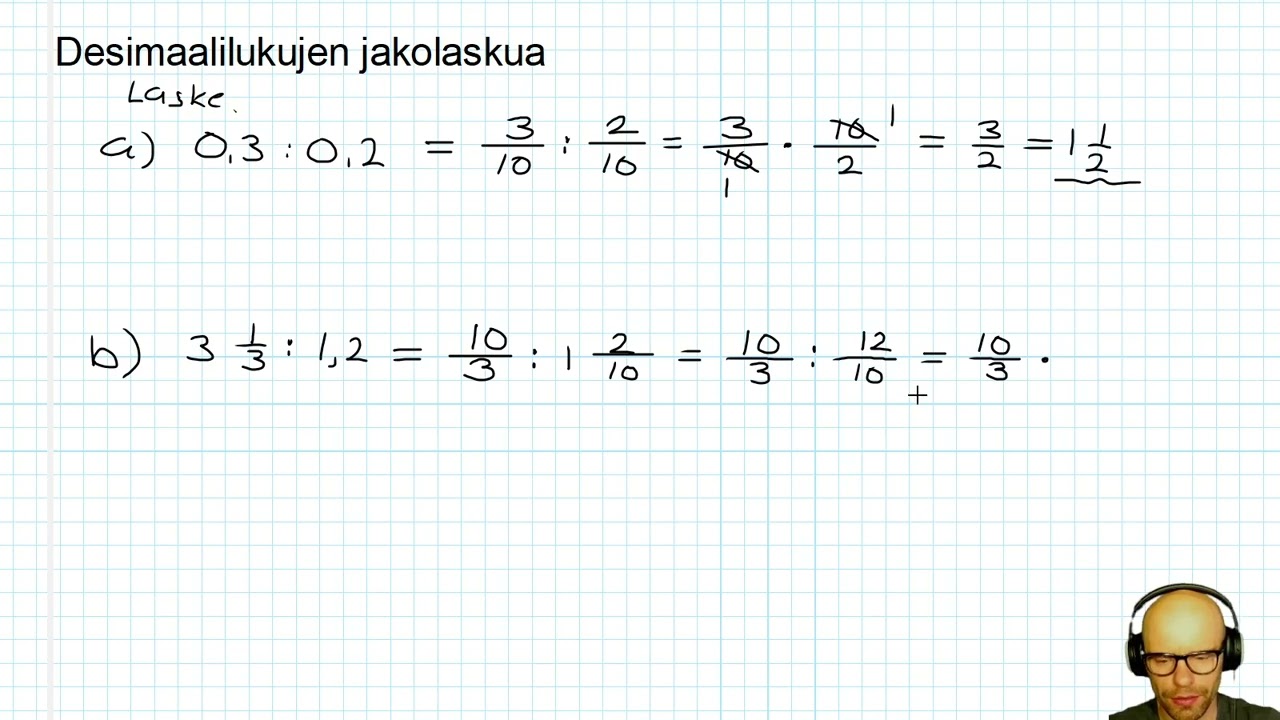 6. (xx) Desimaalilukujen jakolasku