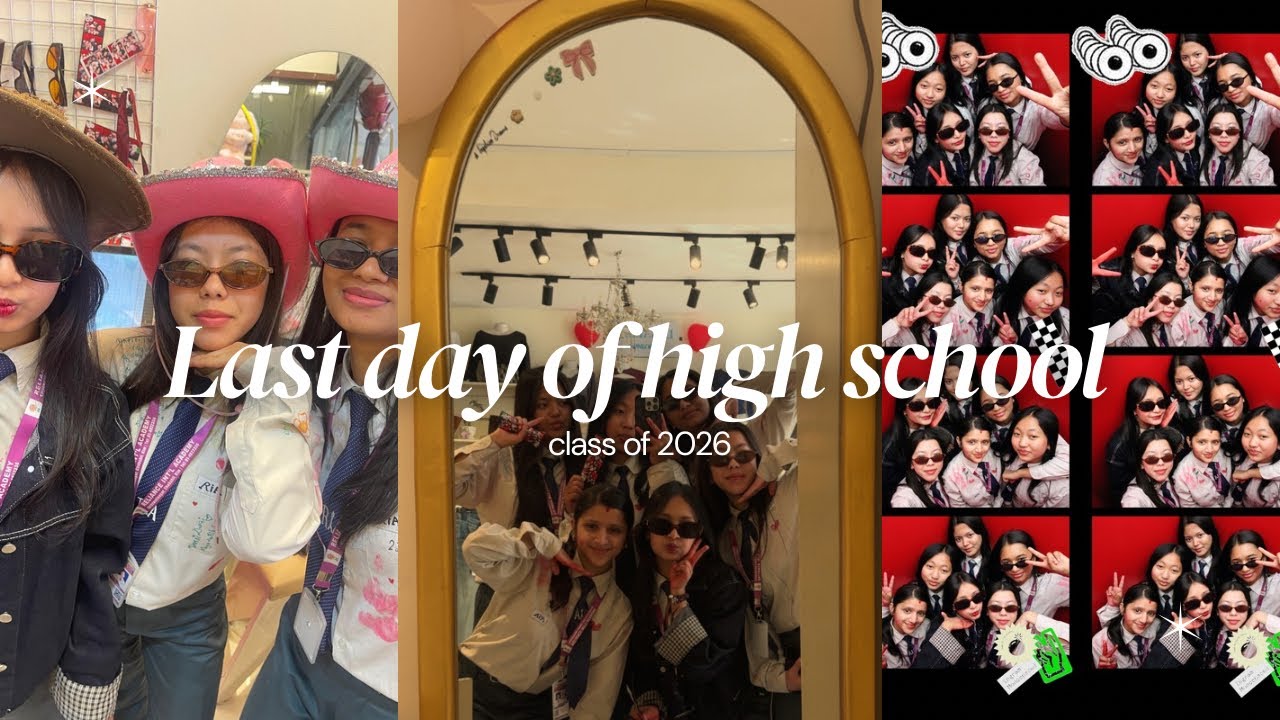 Last day of high school: Photo Booth, food, karaoke, and memories written on our shirts forever ✨🤍