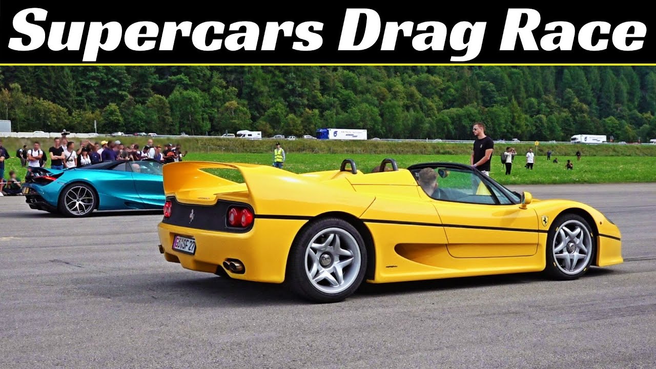 Ferrari F50 vs Lamborghini Diablo SV vs Bugatti EB 110 - 90s Supercars Airstrip Drag Race & More!
