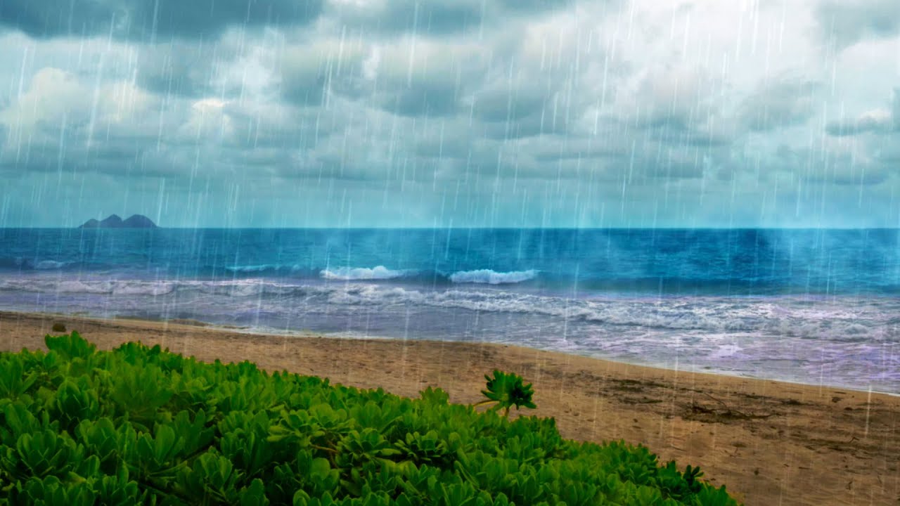 Sound of Rain on Ocean Waves (No Thunder) 🌧️ White Noise for Sleeping or Relaxation