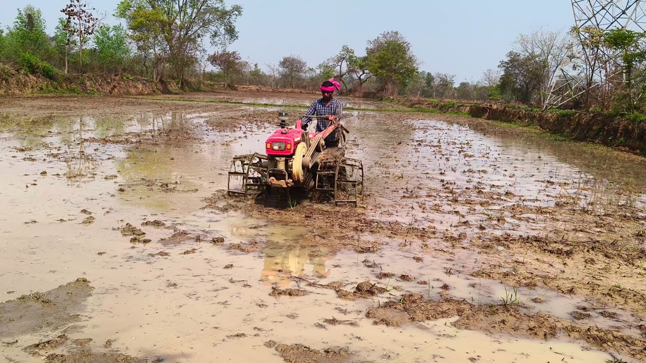 VST 130 DI puddling for summer paddy crop..