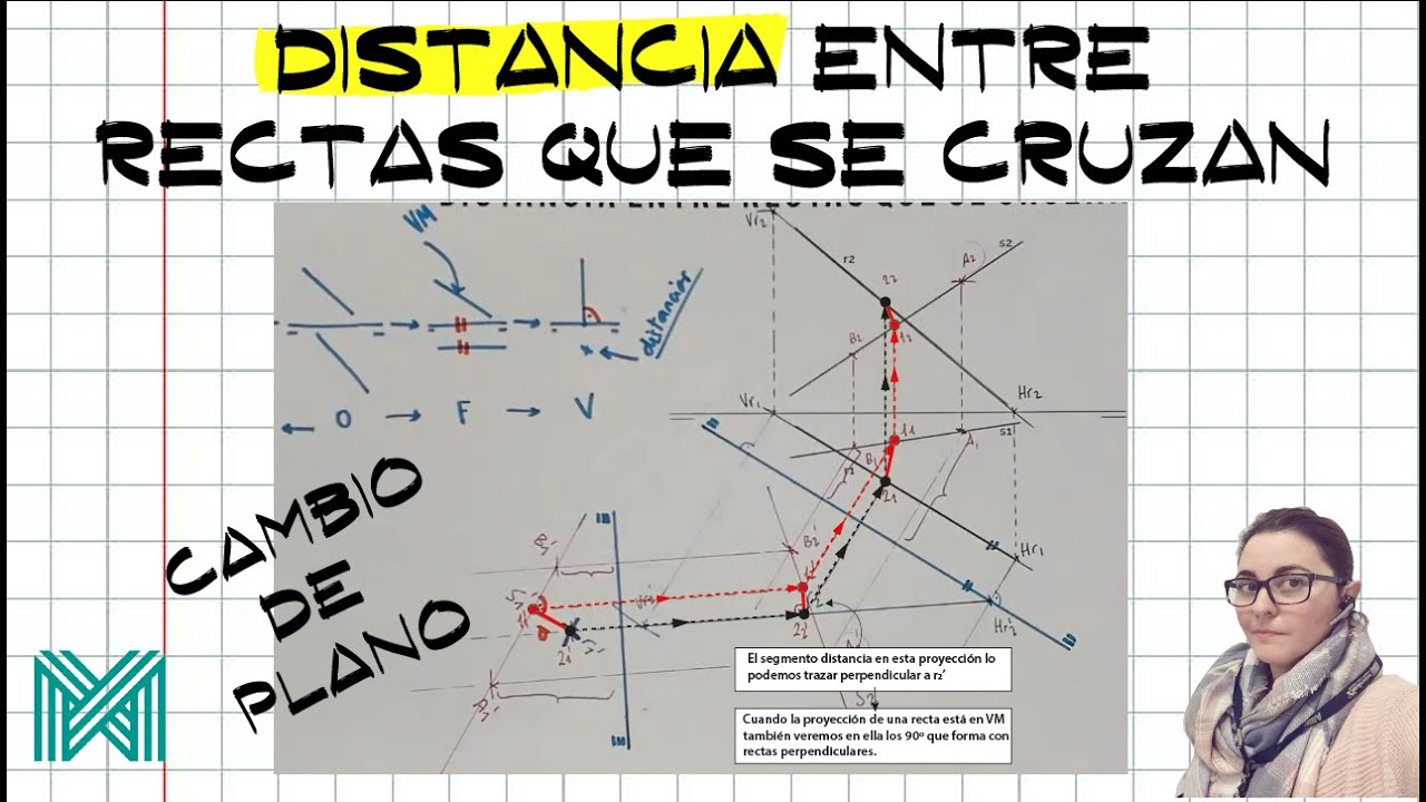 Distancia entre rectas que se cruzan por el método de CAMBIO DE PLANO