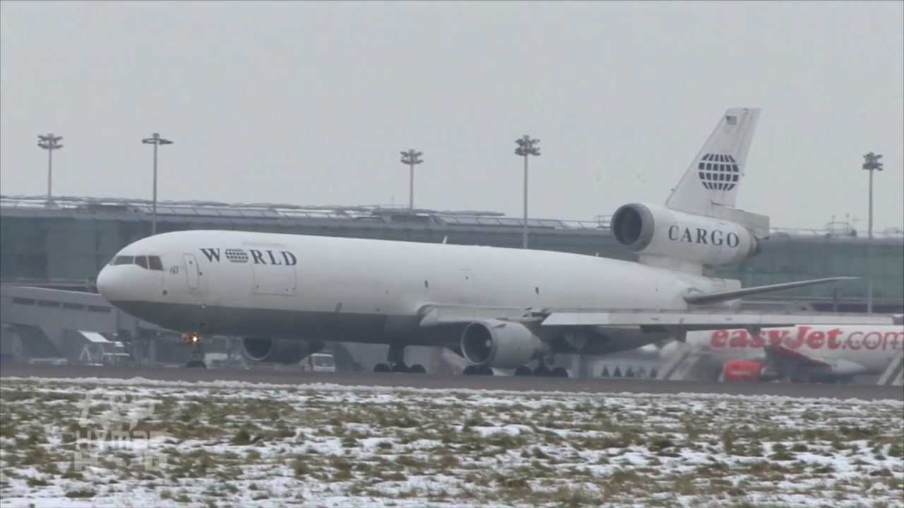 World Air McDonnell Douglas MD11 at Stansted - Interesting engine sound on takeoff
