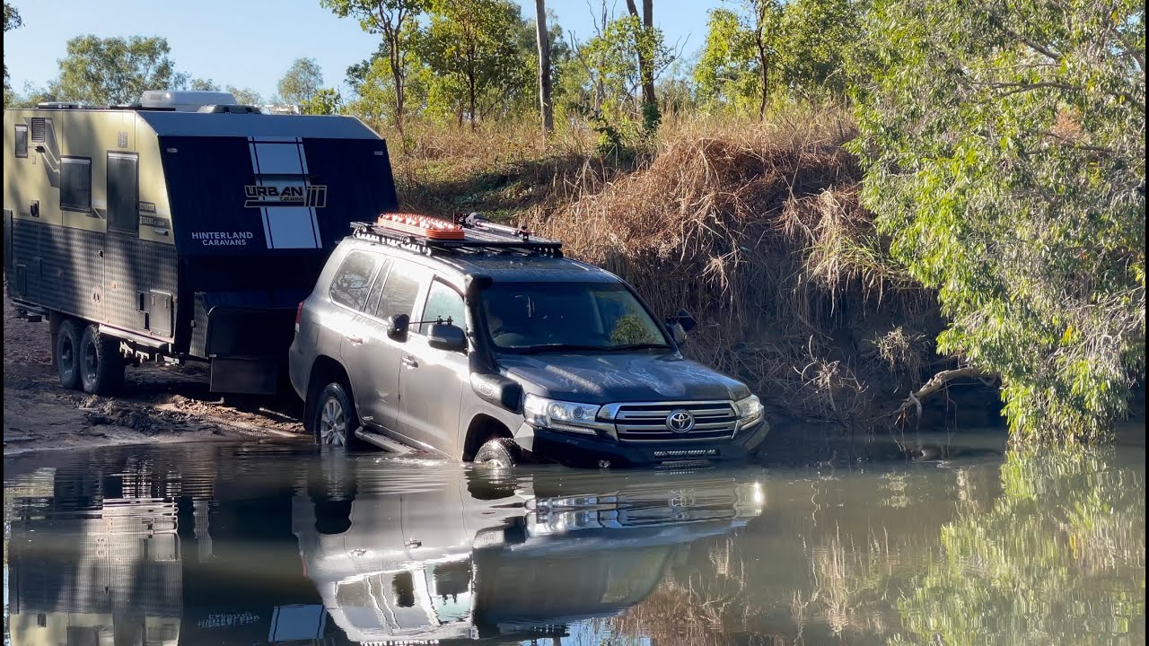 Crossing a flooded creek with our off-road Urban caravan