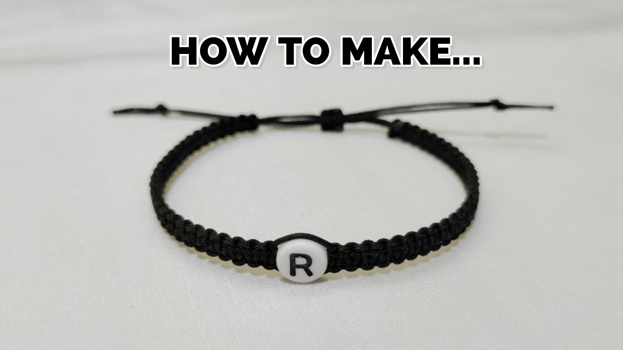How To Make Square Knot Bracelet With Initial Bead Spacer | Gelang Inisial Anyam