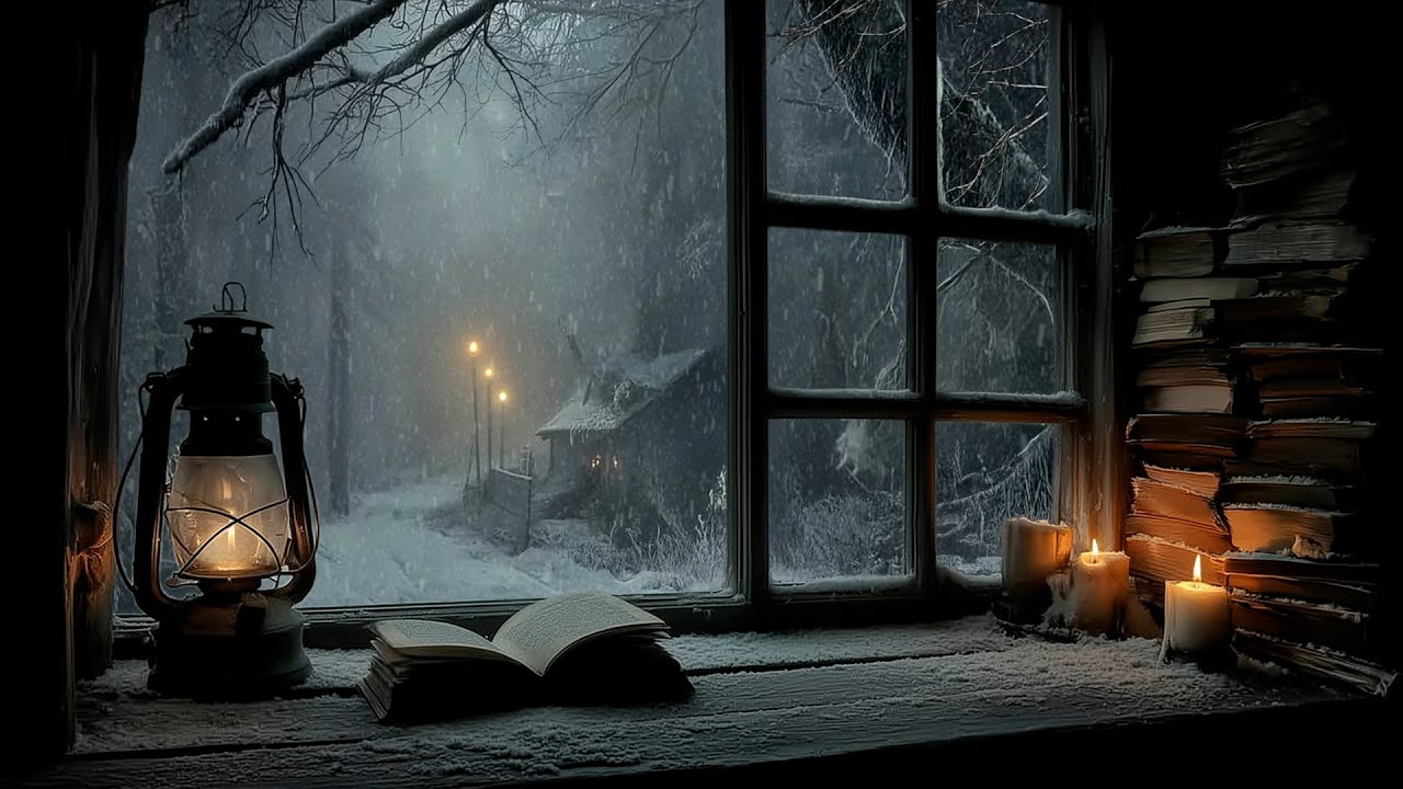 Old Library in Snow &ndash; Dark Academia Piano & Candlelight Ambience for Focus ✨